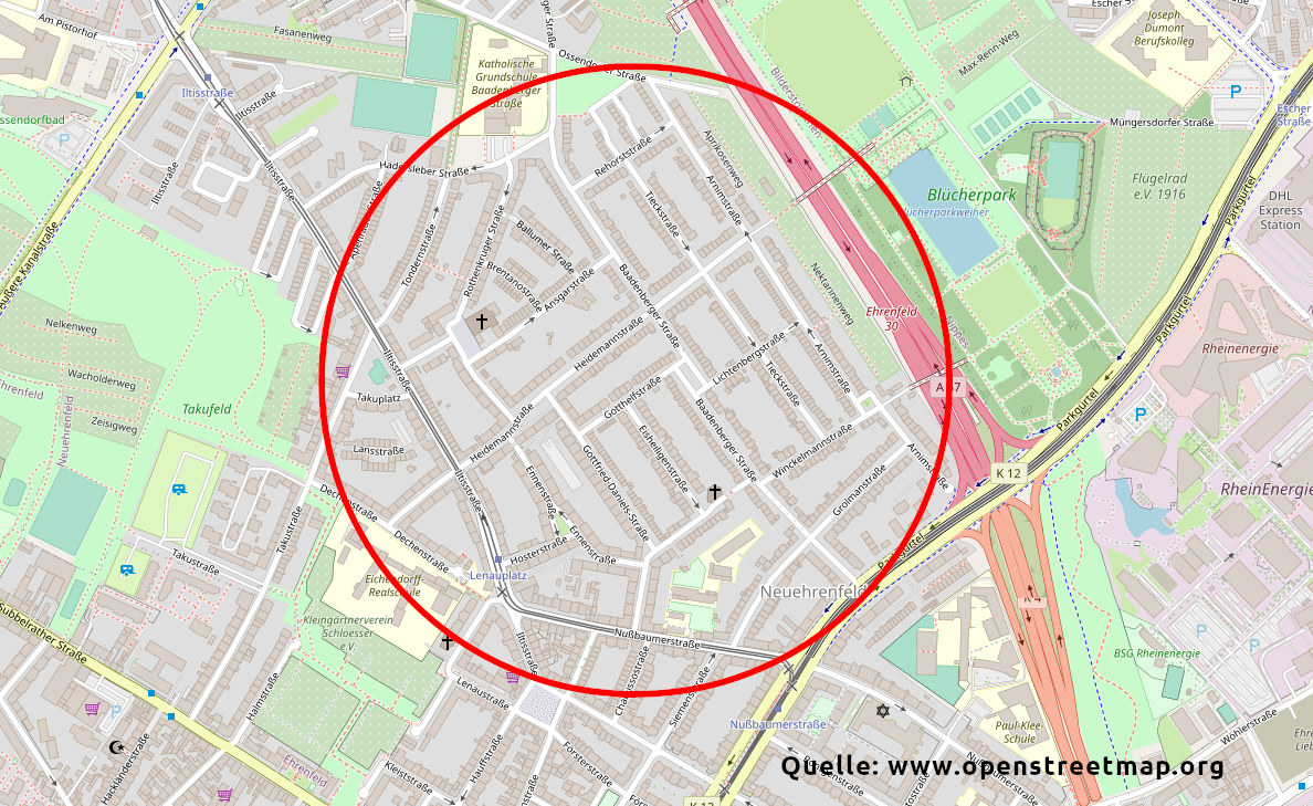Brummton Neuehrenfeld Radius